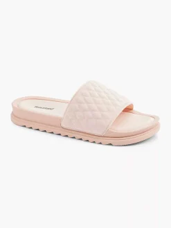 Slippers|Oxmox Roze Slipper Doorgestikt
