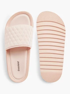 Slippers|Oxmox Roze Slipper Doorgestikt