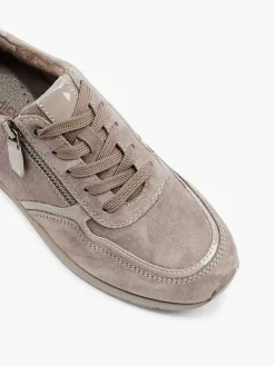 Comfort Schoenen|Medicus Taupe Leren Comfort Sneaker