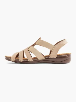 Comfort Schoenen|Easy Street Taupe Leren Sandaal