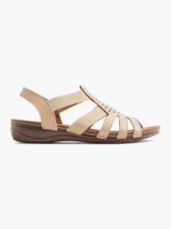 Comfort Schoenen|Easy Street Taupe Leren Sandaal
