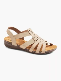 Comfort Schoenen|Easy Street Taupe Leren Sandaal