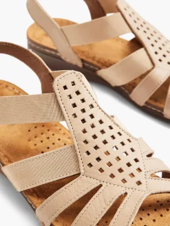 Comfort Schoenen|Easy Street Taupe Leren Sandaal