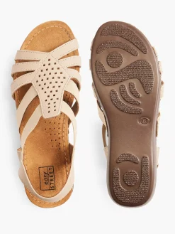 Comfort Schoenen|Easy Street Taupe Leren Sandaal