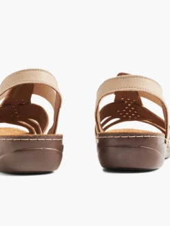 Comfort Schoenen|Easy Street Taupe Leren Sandaal
