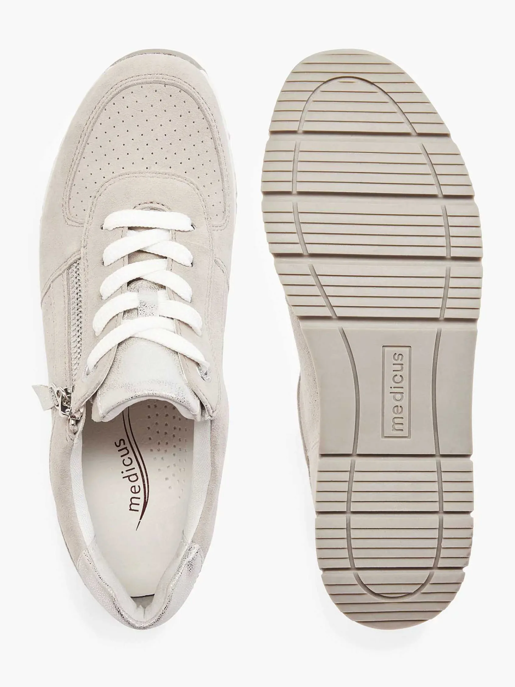 Comfort Schoenen|Medicus Taupe Leren Sneaker