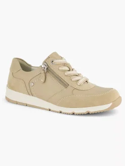 Comfort Schoenen|Medicus Taupe Leren Sneaker