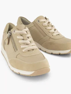 Comfort Schoenen|Medicus Taupe Leren Sneaker