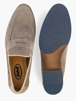 Instappers|AM SHOE Taupe Suede Instapper