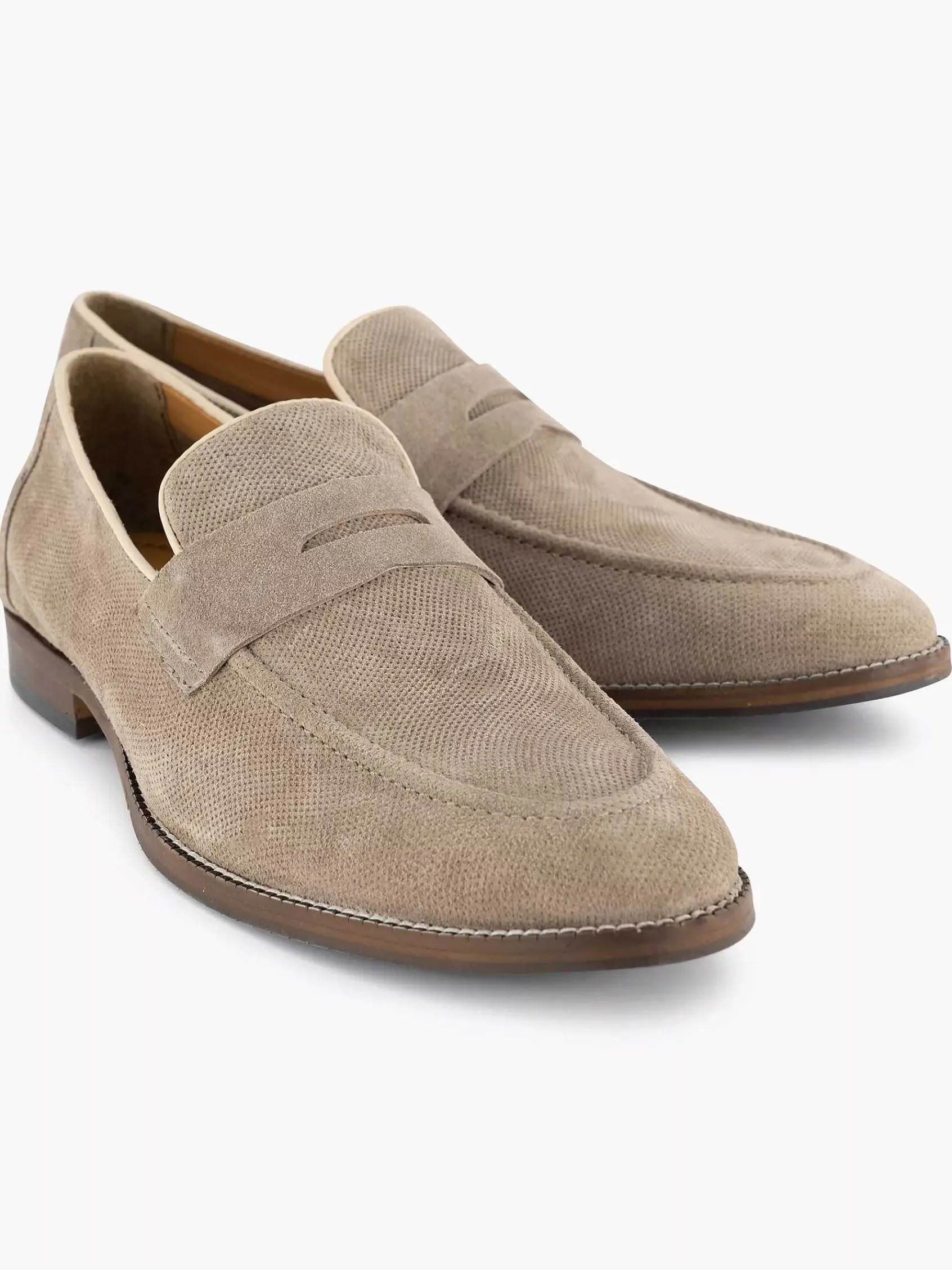 Instappers|AM SHOE Taupe Suede Instapper