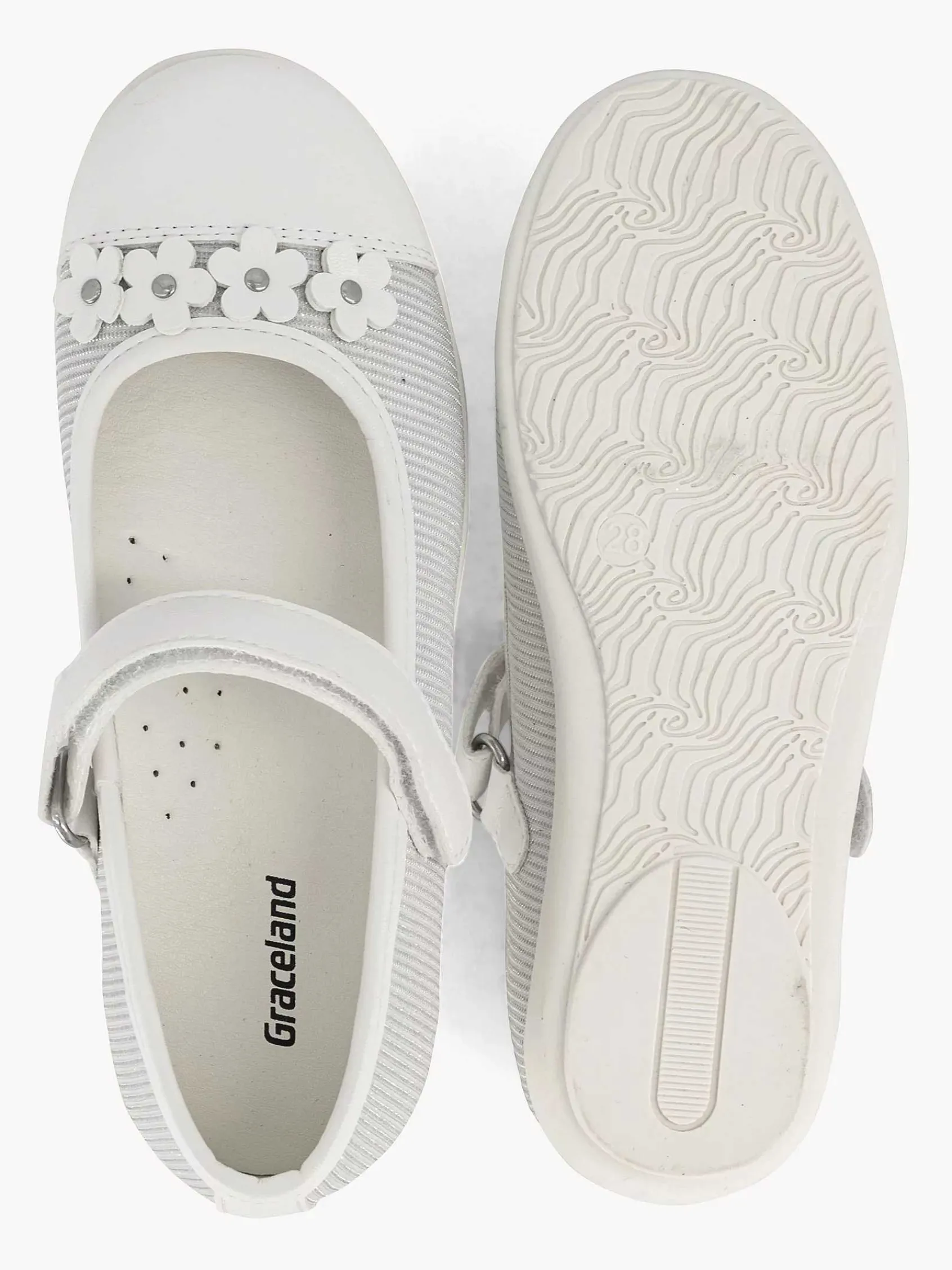 Babyschoenen|Graceland Witte Ballerina Bloemen
