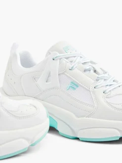 Sneakers|FILA Witte Chunky Sneaker Turqoise Zool