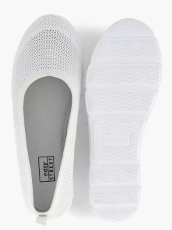 Comfort Schoenen|Easy Street Witte Comfort Instapper