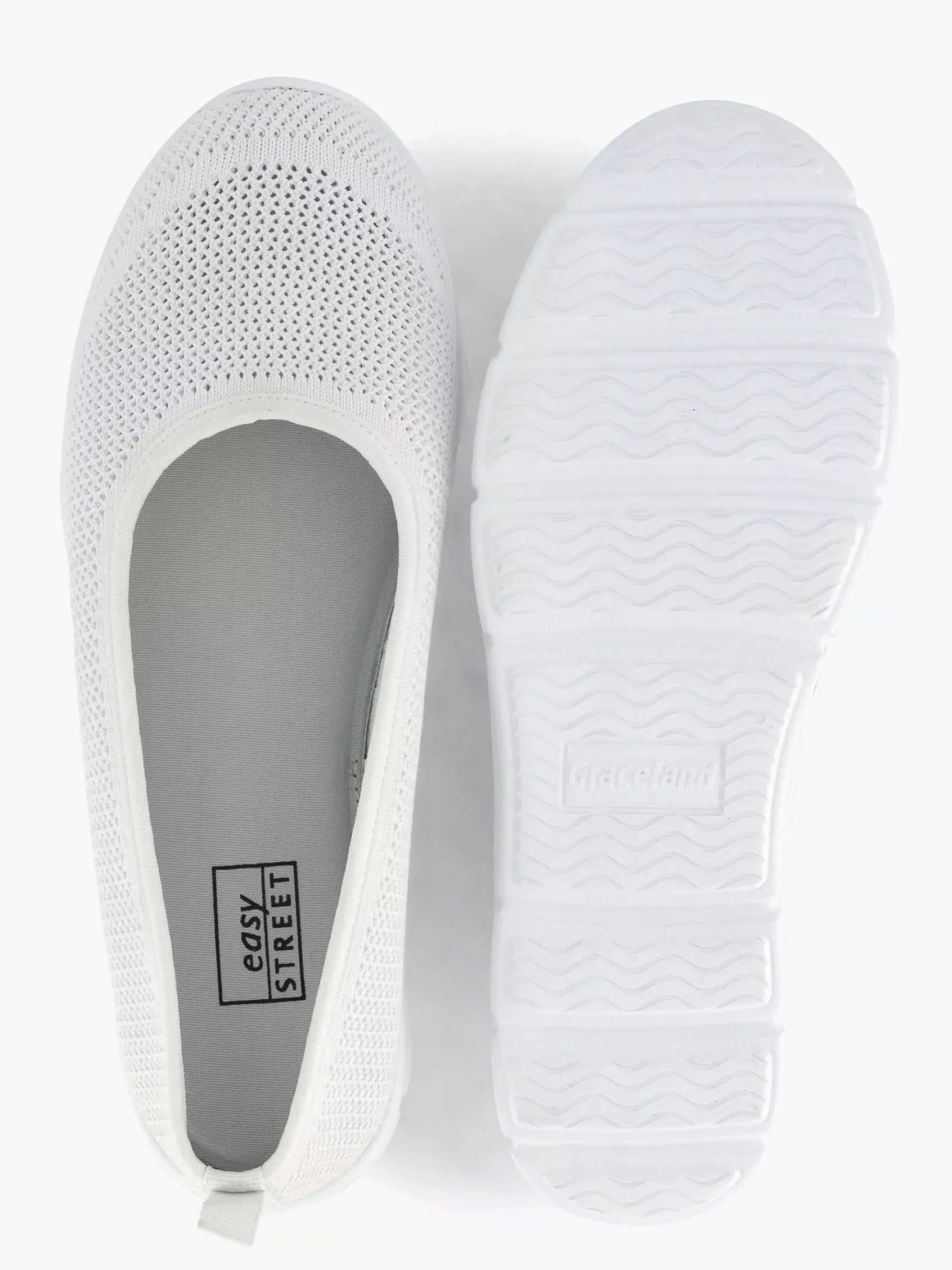 Comfort Schoenen|Easy Street Witte Comfort Instapper