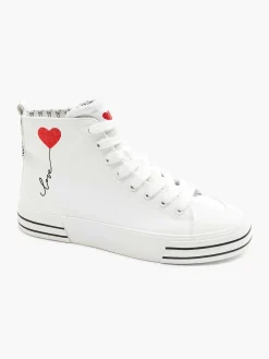 Sneakers|Graceland Witte Hoge Canvas Sneaker Hartje