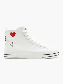 Sneakers|Graceland Witte Hoge Canvas Sneaker Hartje