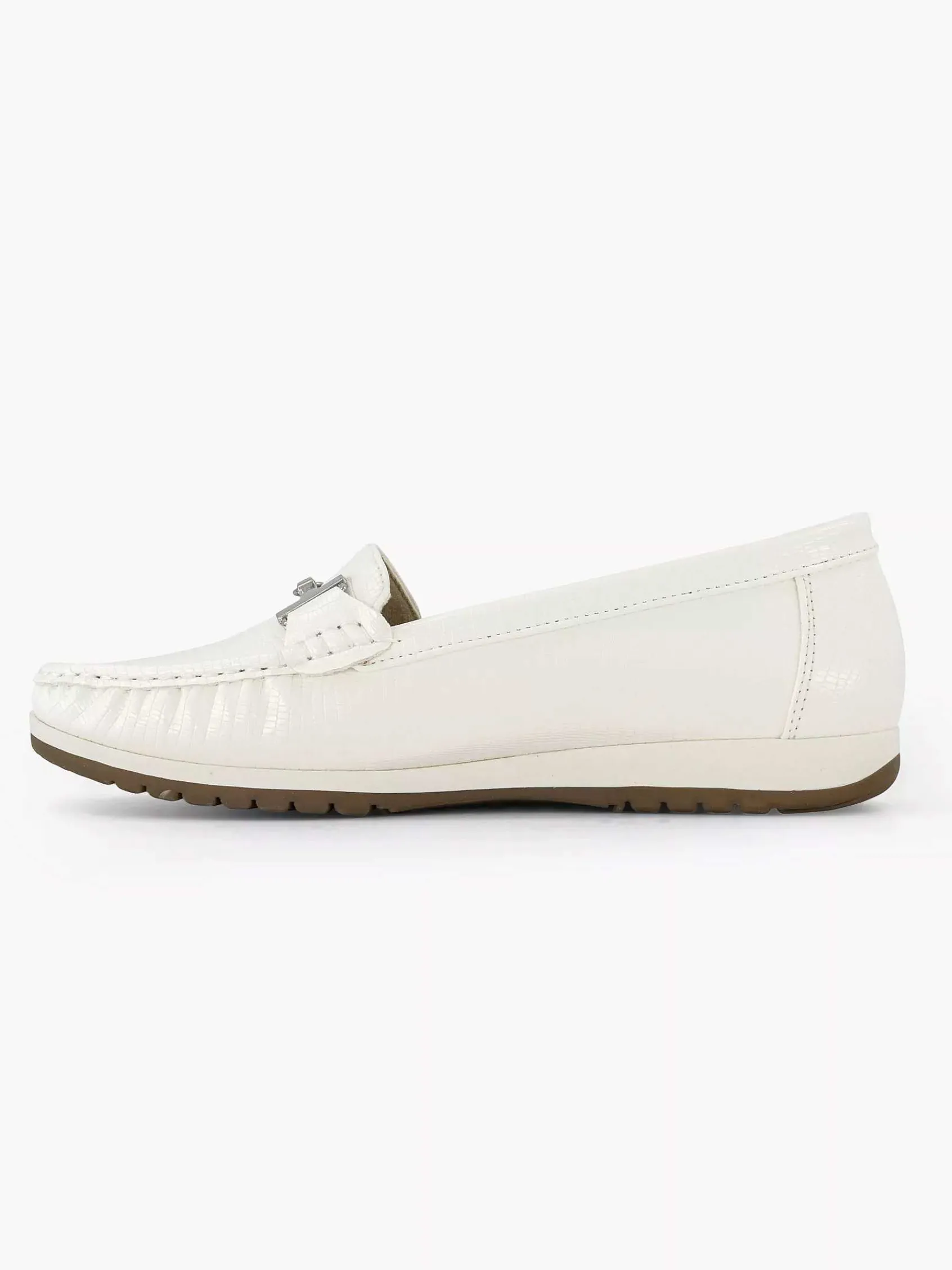 Comfort Schoenen|Easy Street Witte Instapper Sierketting