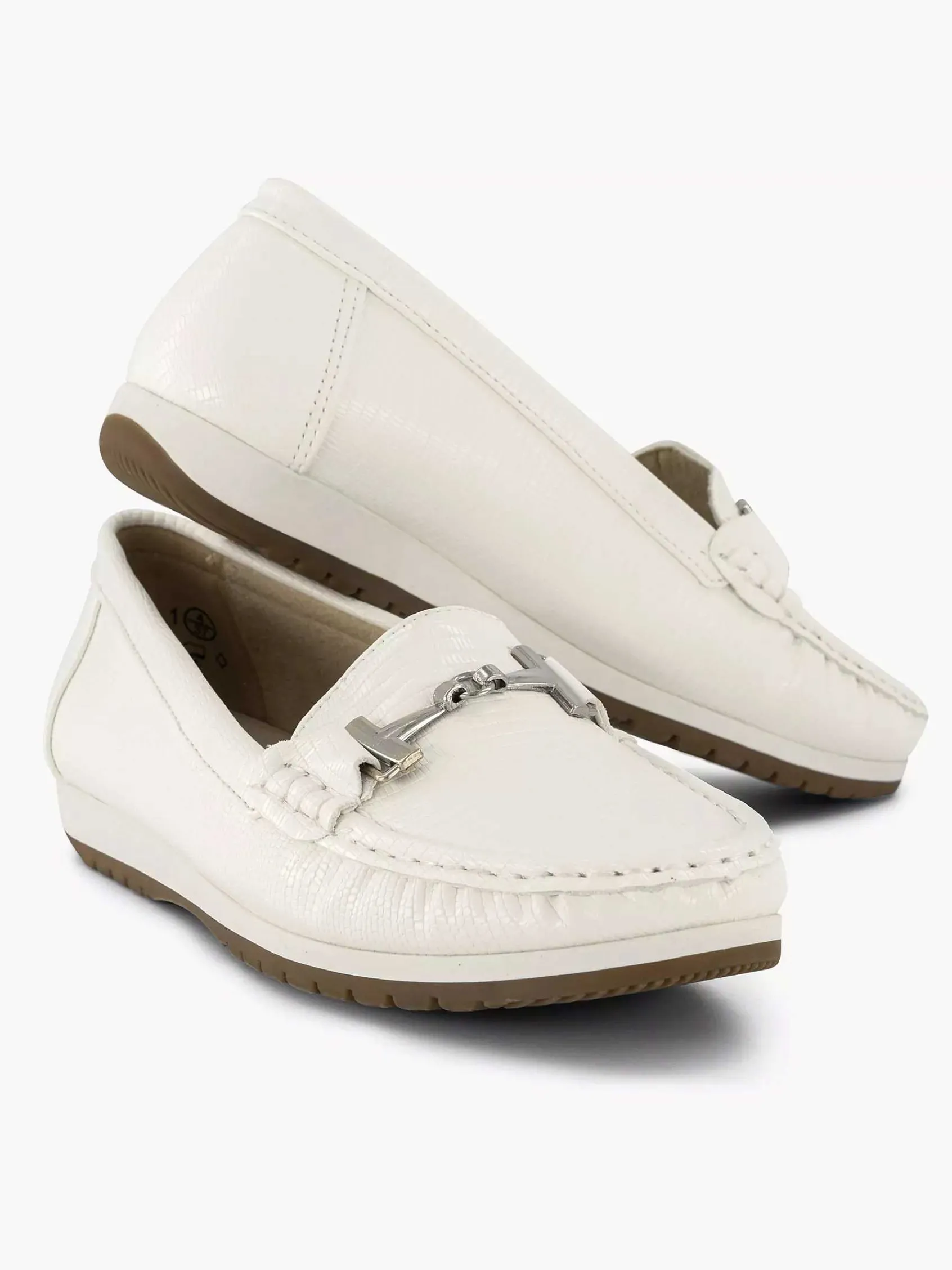Comfort Schoenen|Easy Street Witte Instapper Sierketting
