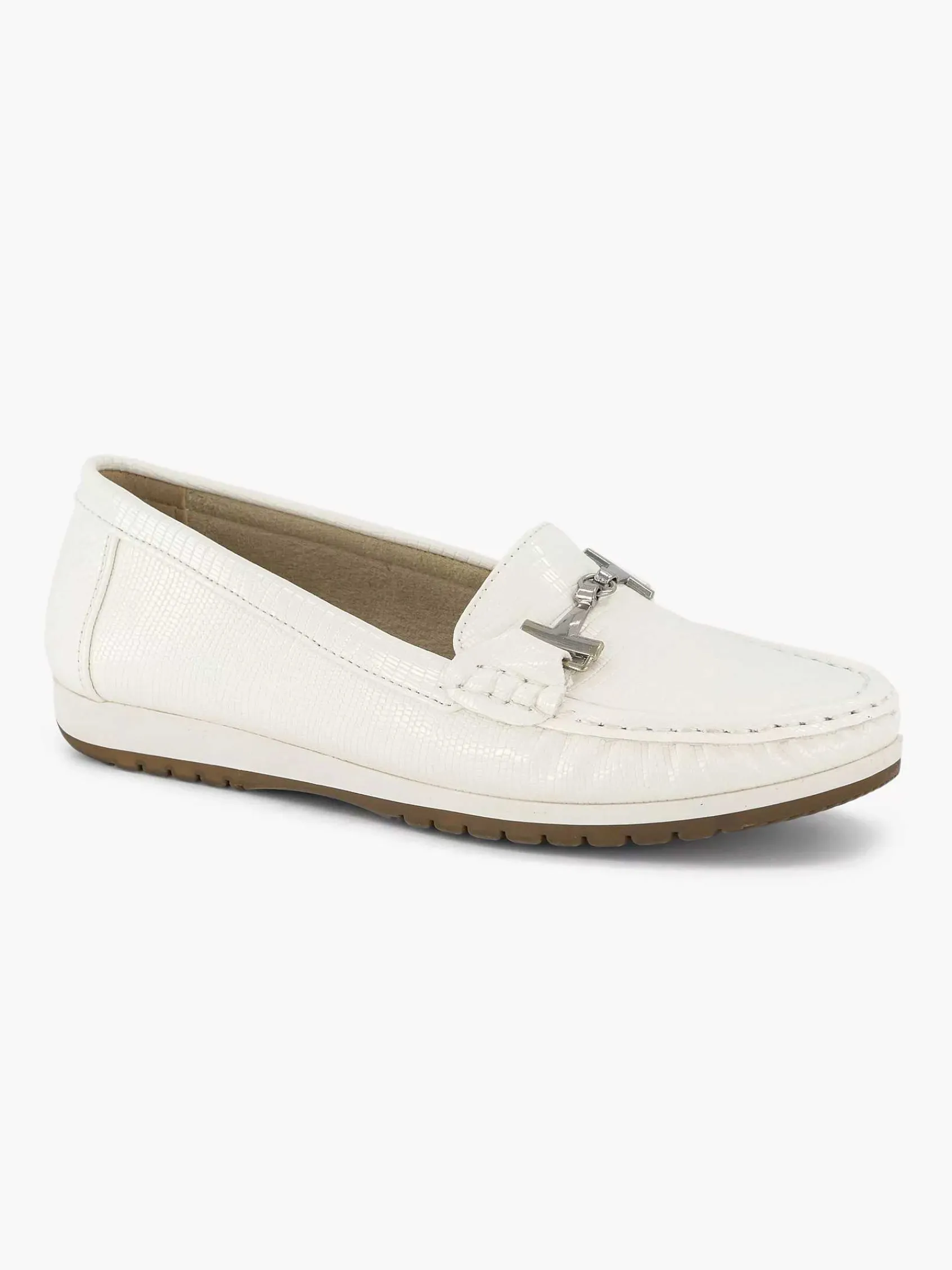 Comfort Schoenen|Easy Street Witte Instapper Sierketting
