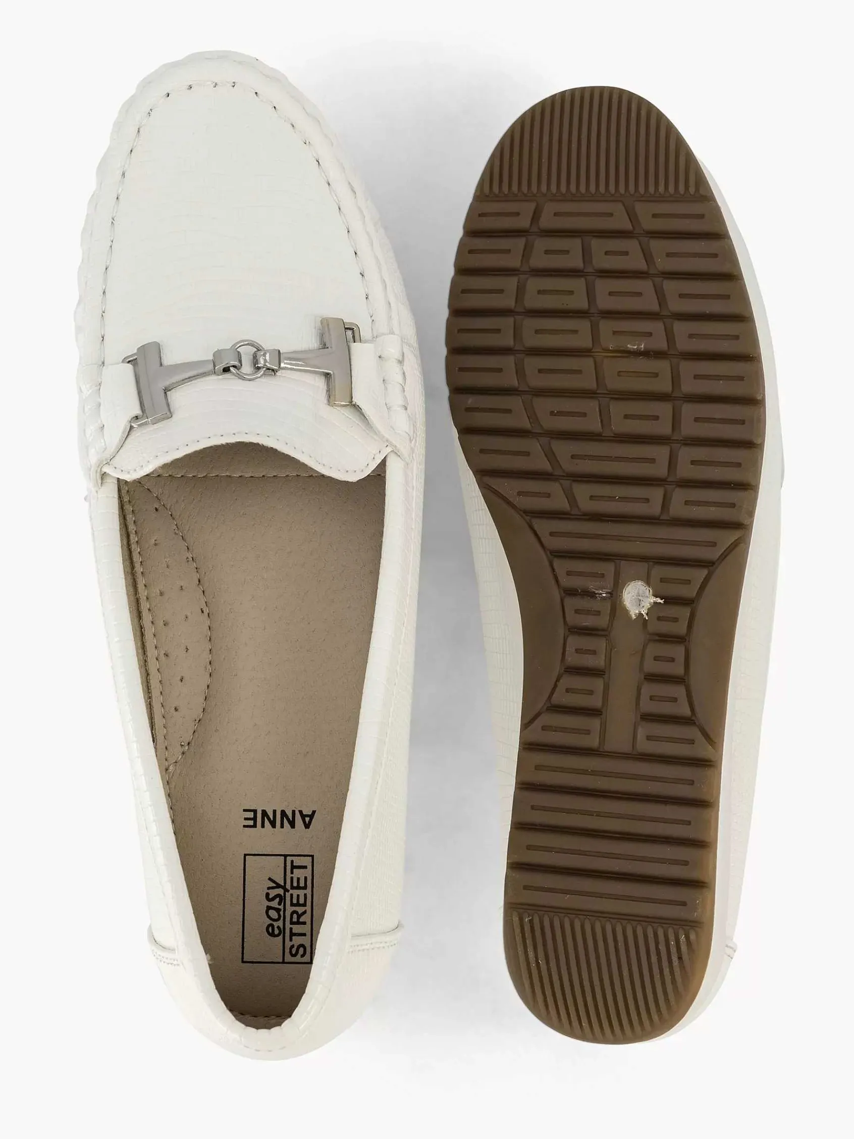 Comfort Schoenen|Easy Street Witte Instapper Sierketting
