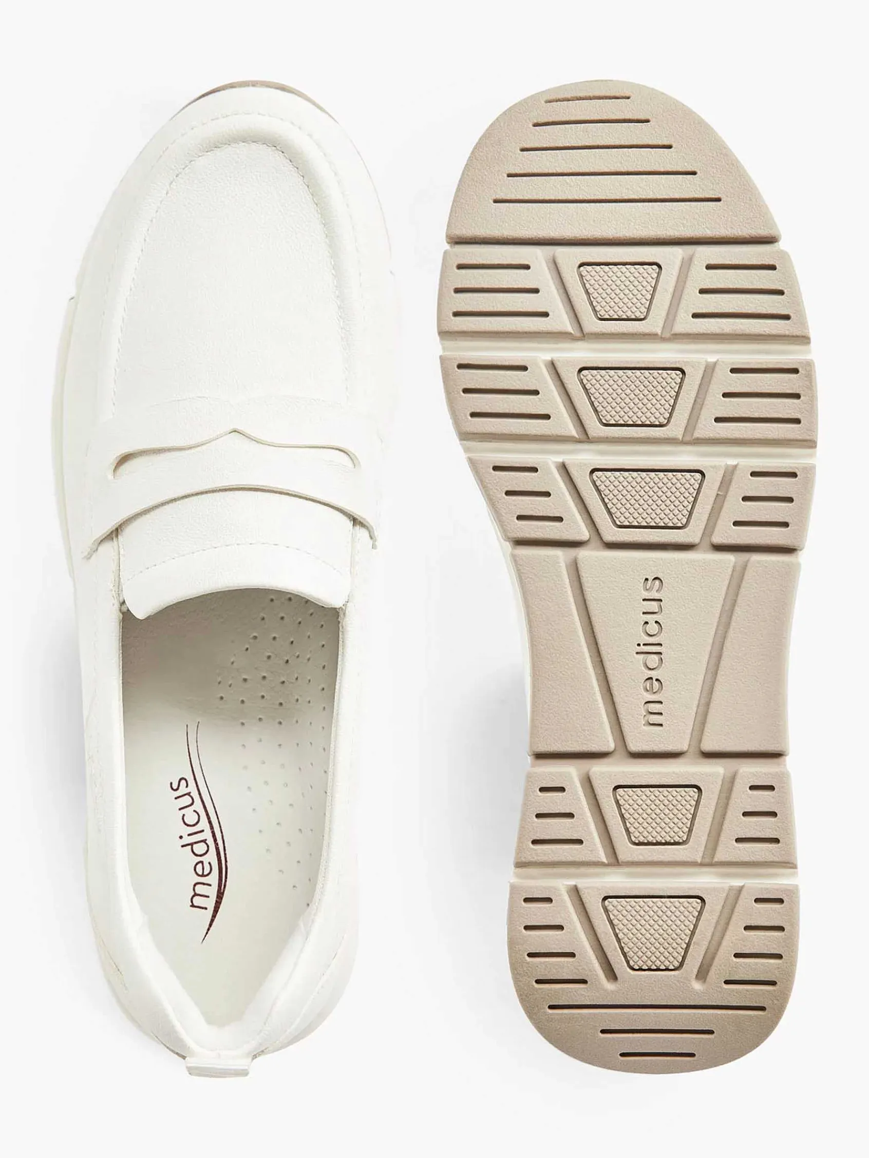 Comfort Schoenen|Medicus Witte Leren Comfort Instapper