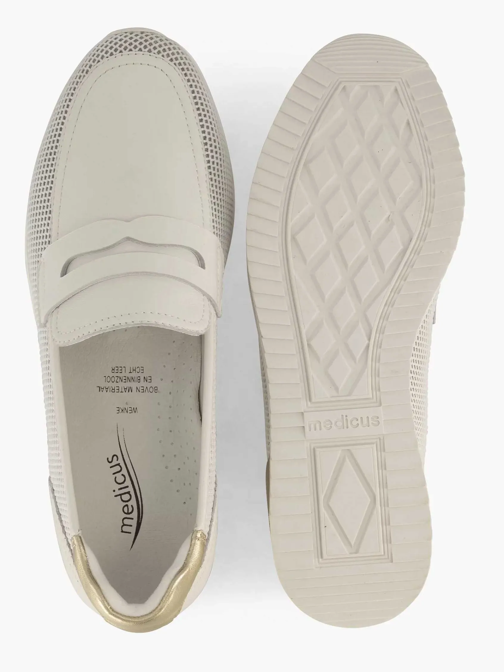 Comfort Schoenen|Medicus Witte Leren Instapper