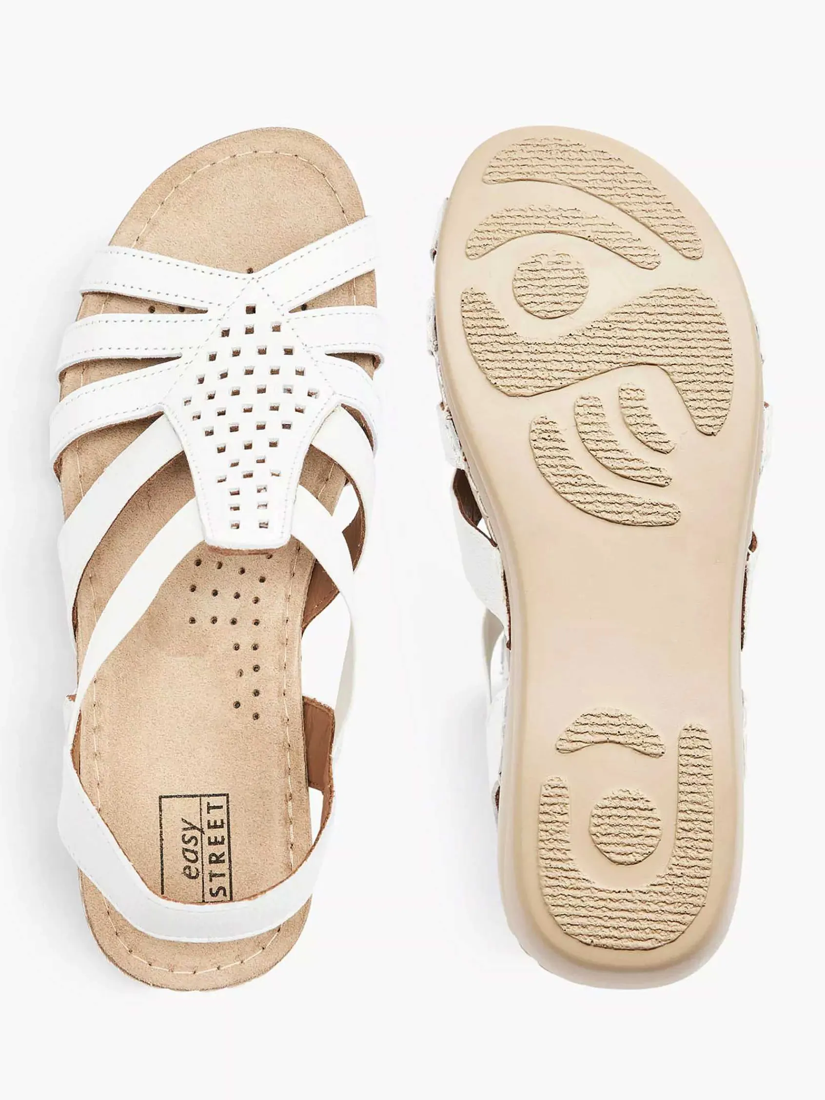 Comfort Schoenen|Easy Street Witte Leren Sandaal