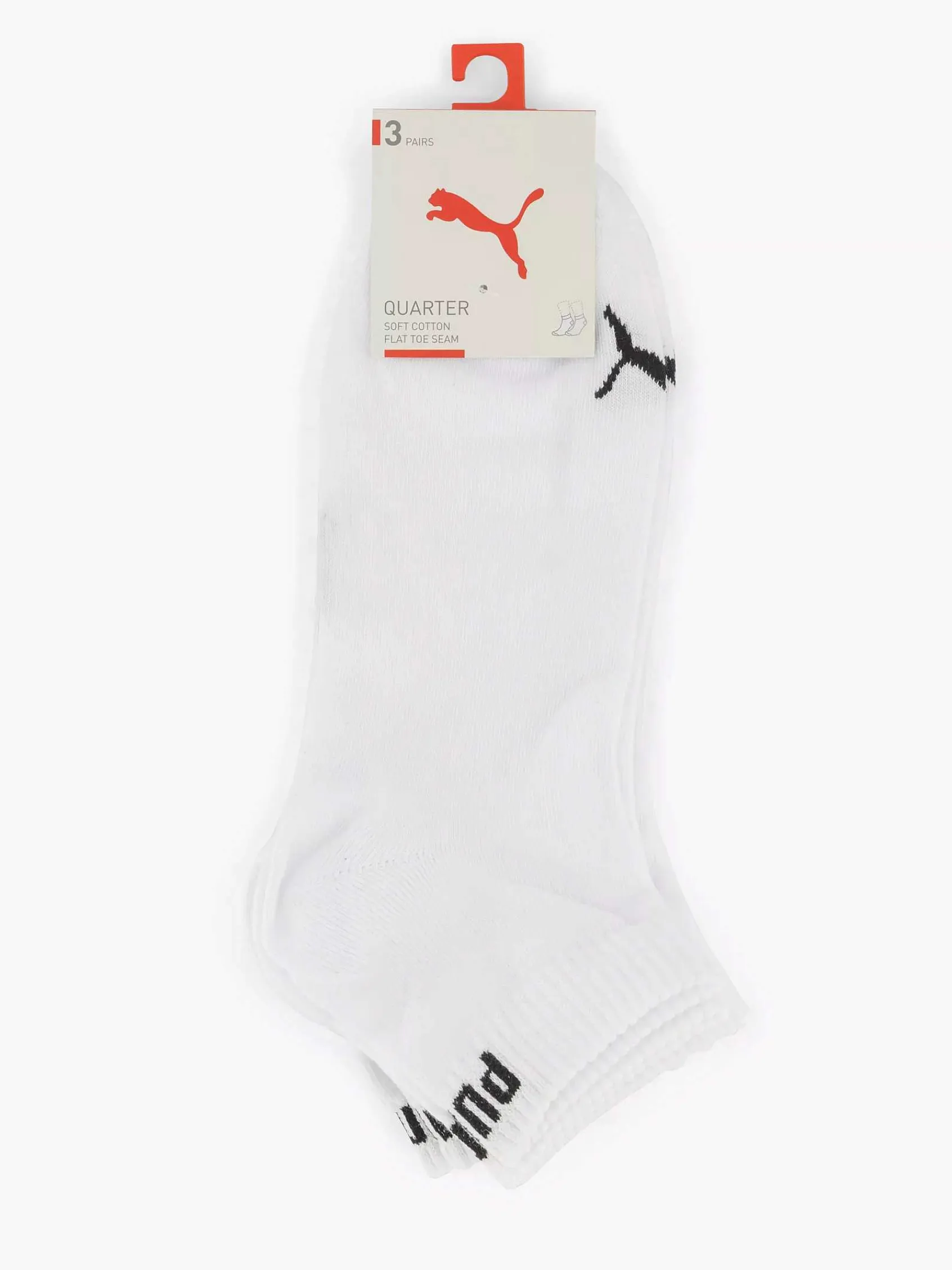 Sokken|Puma Witte Quarter Plain 3 Pak 43-46