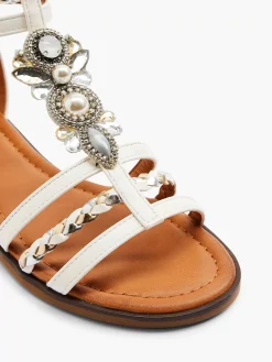 Sandalen|Graceland Witte Sandaal Steentjes