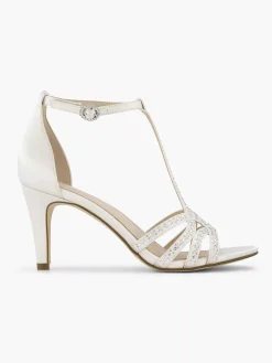 Hoge Hakken|Graceland Witte Sandalette Steentjes