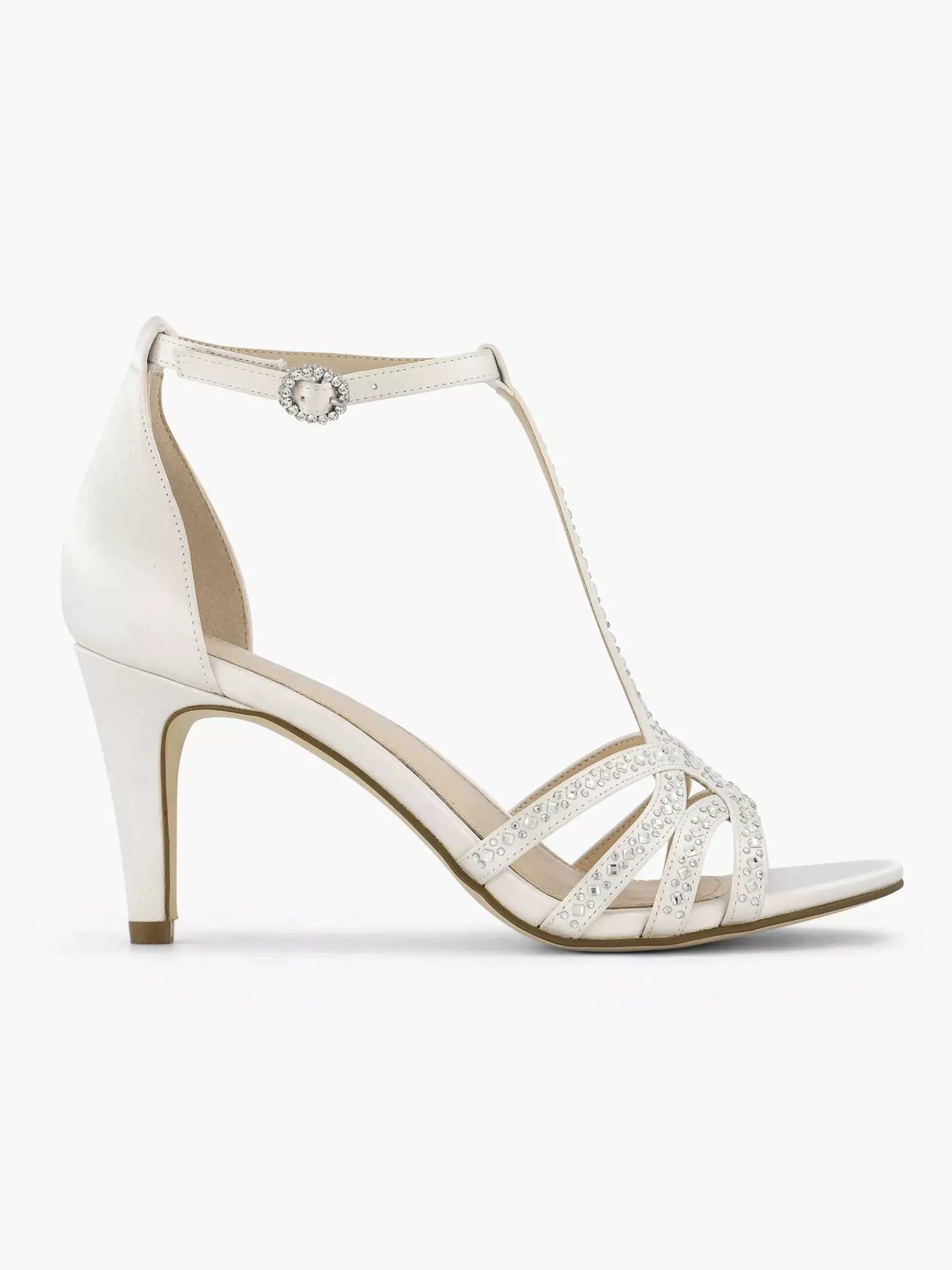 Hoge Hakken|Graceland Witte Sandalette Steentjes
