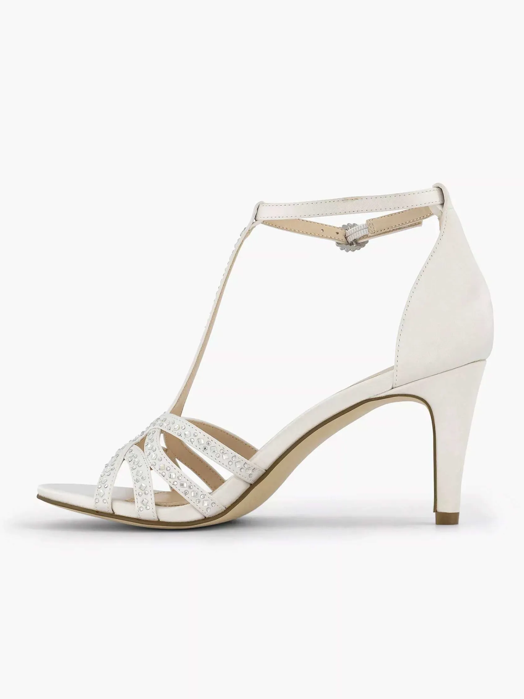 Hoge Hakken|Graceland Witte Sandalette Steentjes