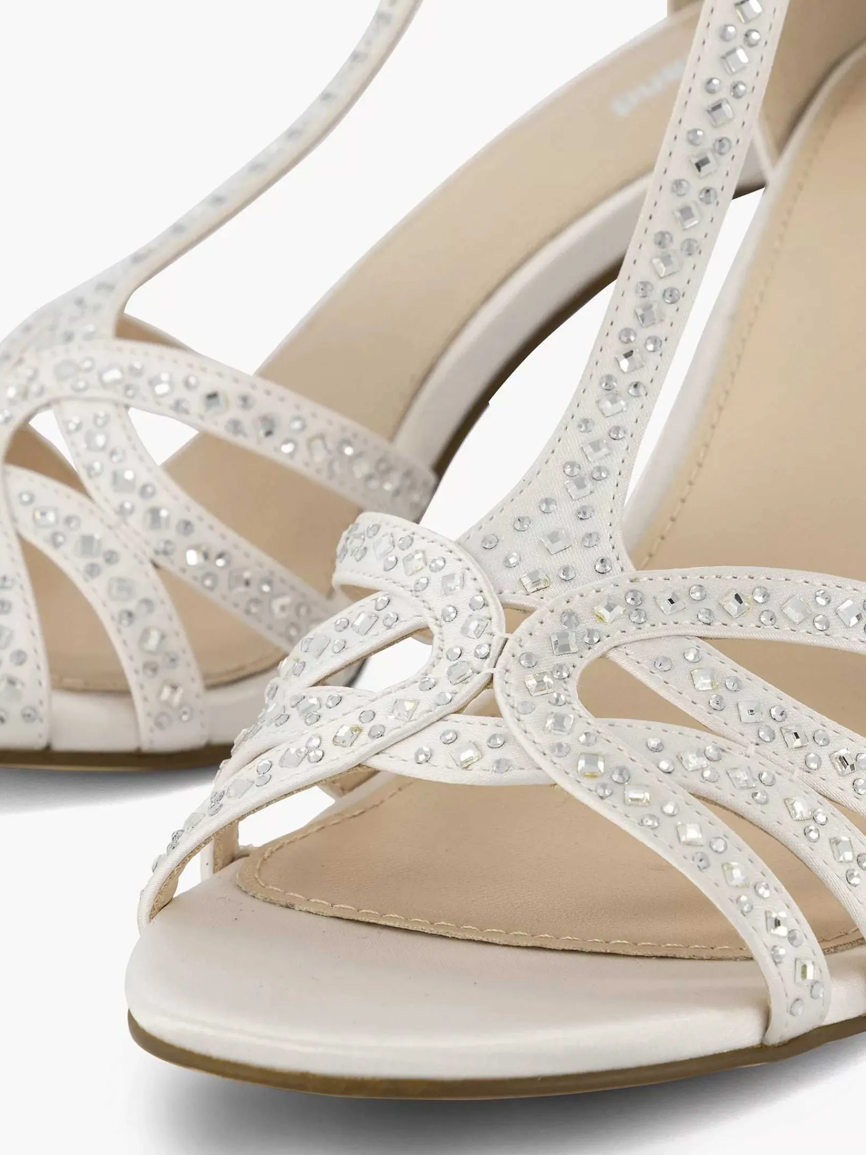 Hoge Hakken|Graceland Witte Sandalette Steentjes