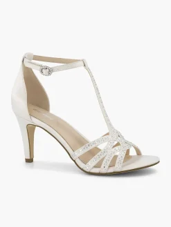 Hoge Hakken|Graceland Witte Sandalette Steentjes