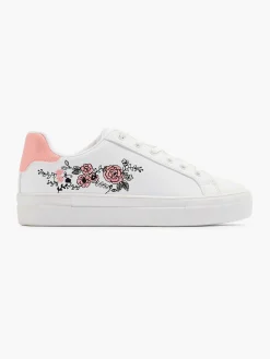 Sneakers|Graceland Witte Sneaker Roze Bloemen
