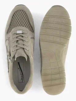 Comfort Schoenen|Medicus Zandkleurige Leren Comfort Sneaker