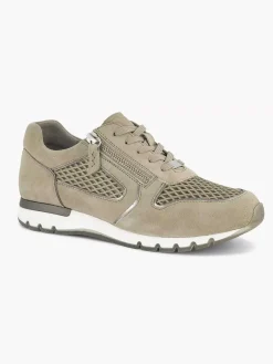 Comfort Schoenen|Medicus Zandkleurige Leren Comfort Sneaker