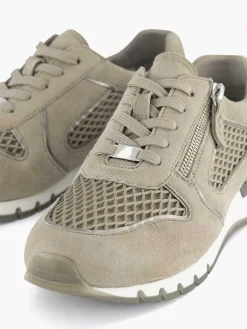 Comfort Schoenen|Medicus Zandkleurige Leren Comfort Sneaker