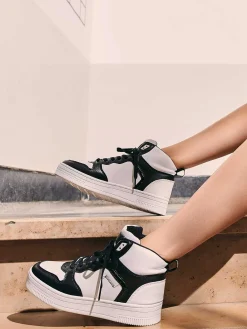 Sneakers|Oxmox Zwart Witte Hoge Sneaker