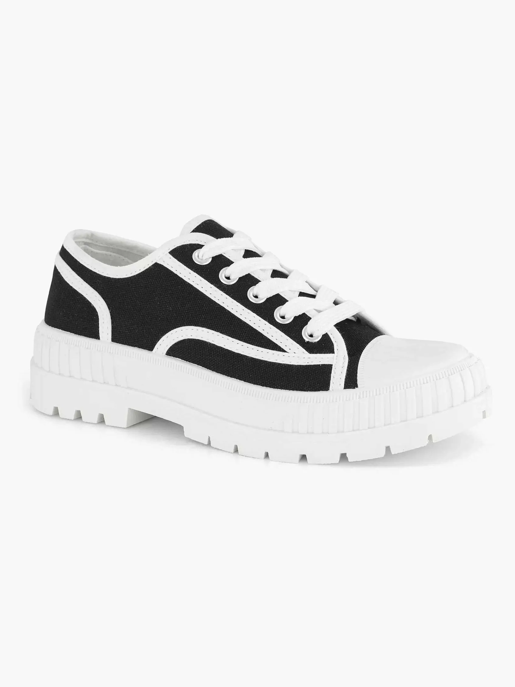 Sneakers|Graceland Zwarte Canvas Chunky Sneaker