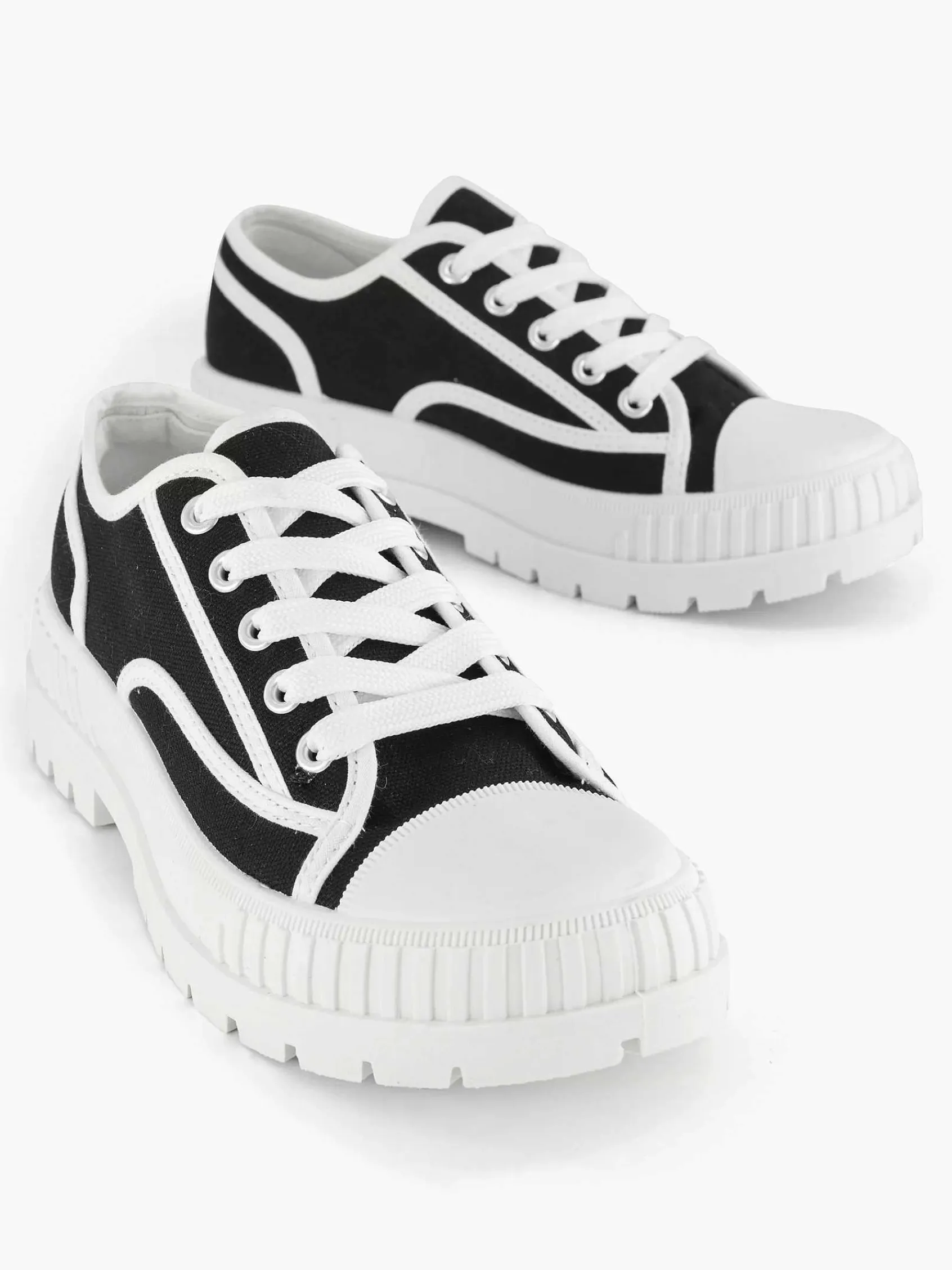 Sneakers|Graceland Zwarte Canvas Chunky Sneaker