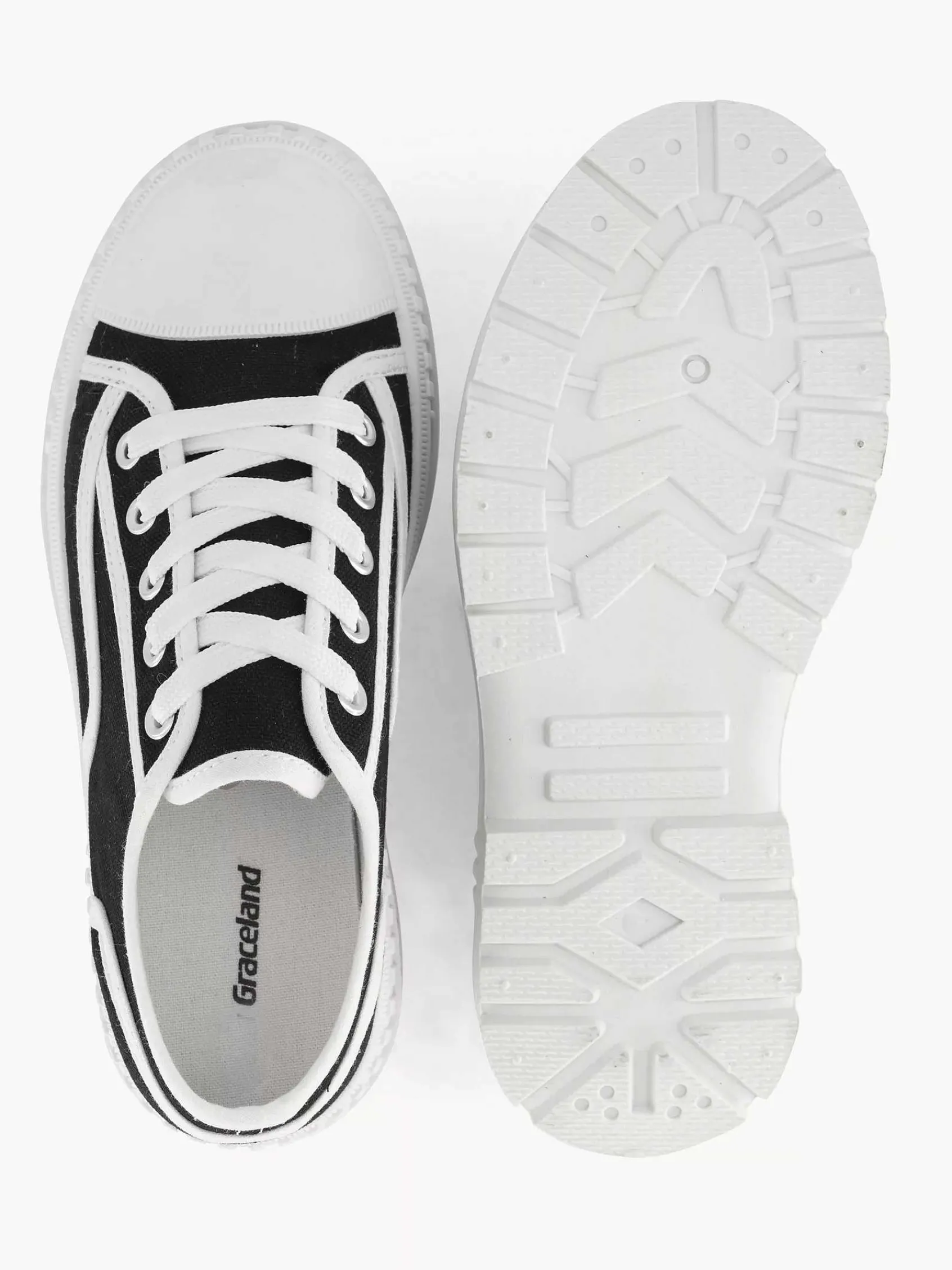 Sneakers|Graceland Zwarte Canvas Chunky Sneaker