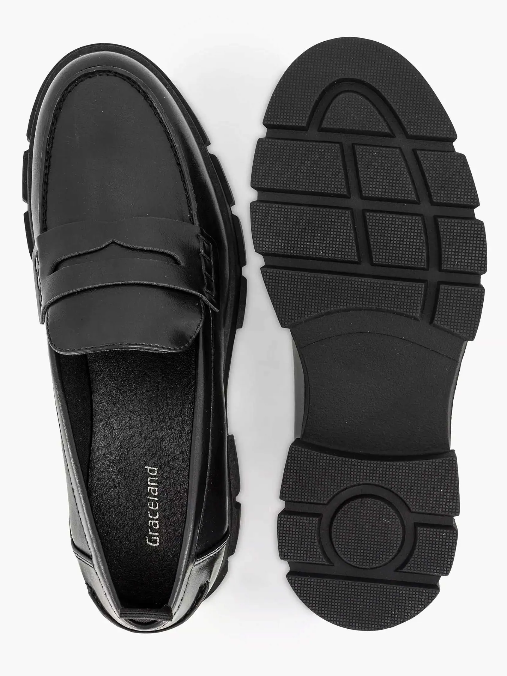 Instappers|Graceland Zwarte Chunky Loafer