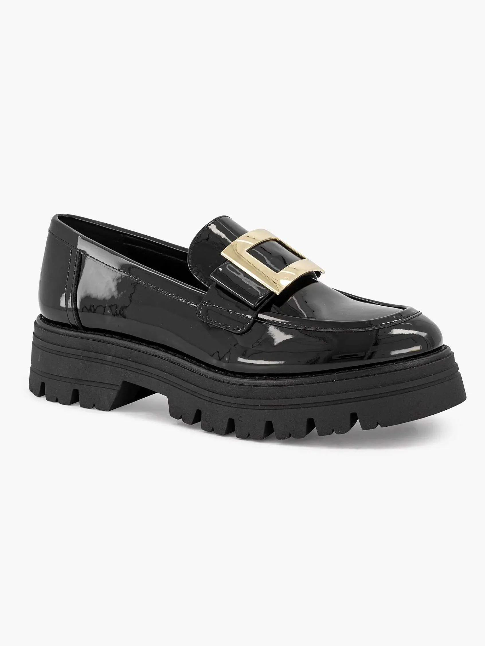 Instappers|Oxmox Zwarte Chunky Loafer Lak