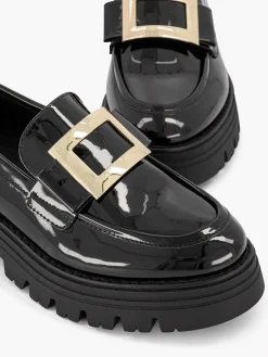 Instappers|Oxmox Zwarte Chunky Loafer Lak