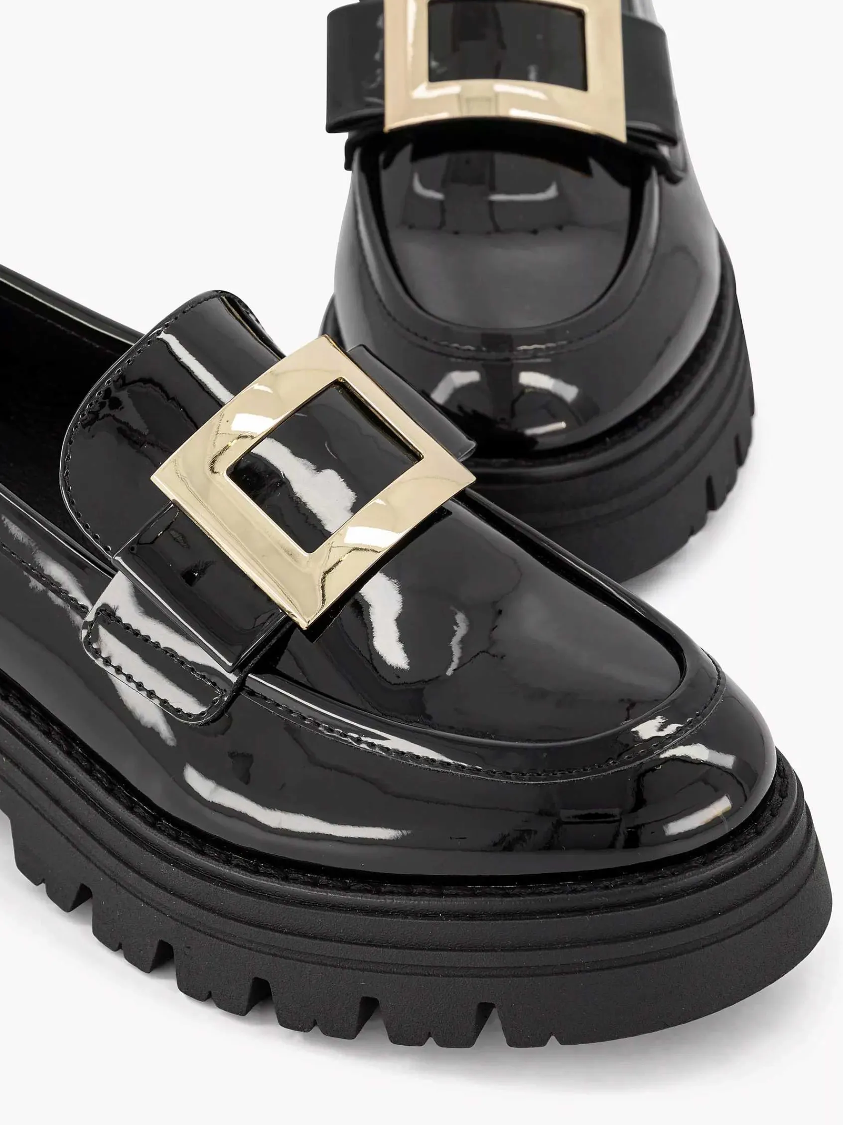 Instappers|Oxmox Zwarte Chunky Loafer Lak