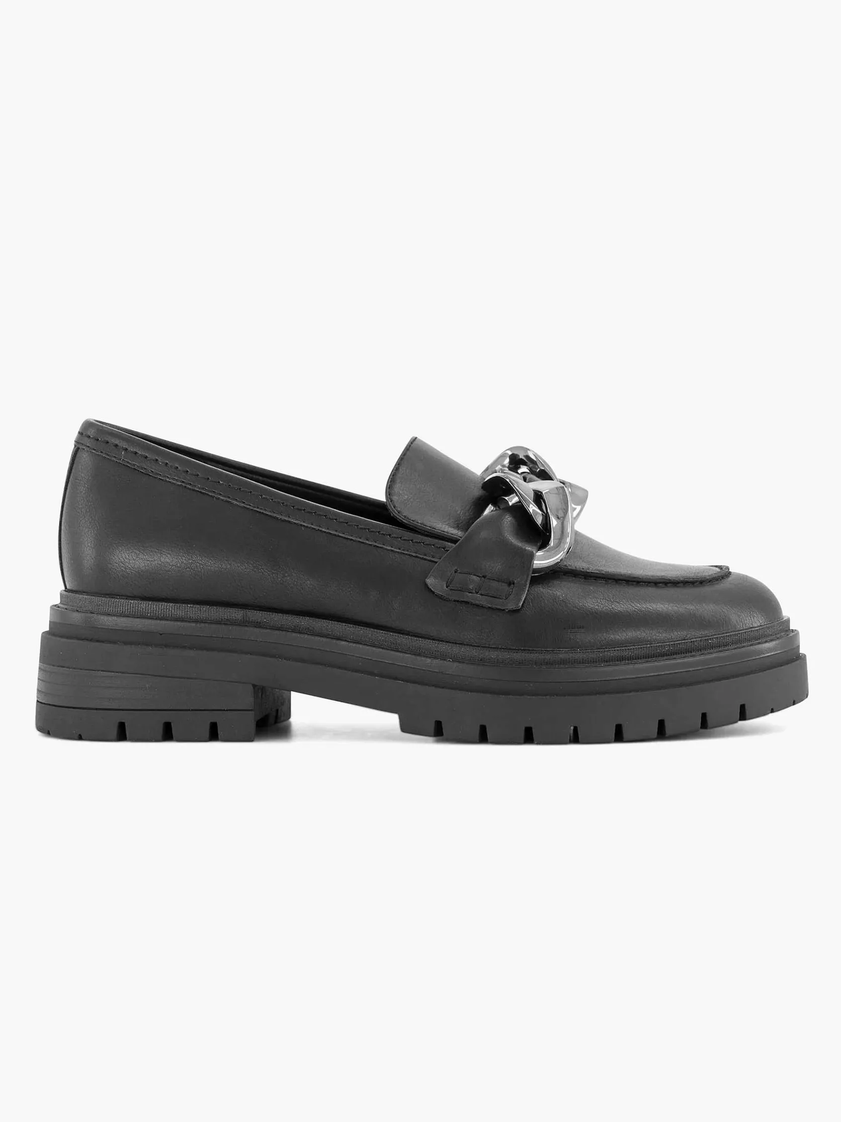Instappers|Oxmox Zwarte Chunky Loafer Sierketting
