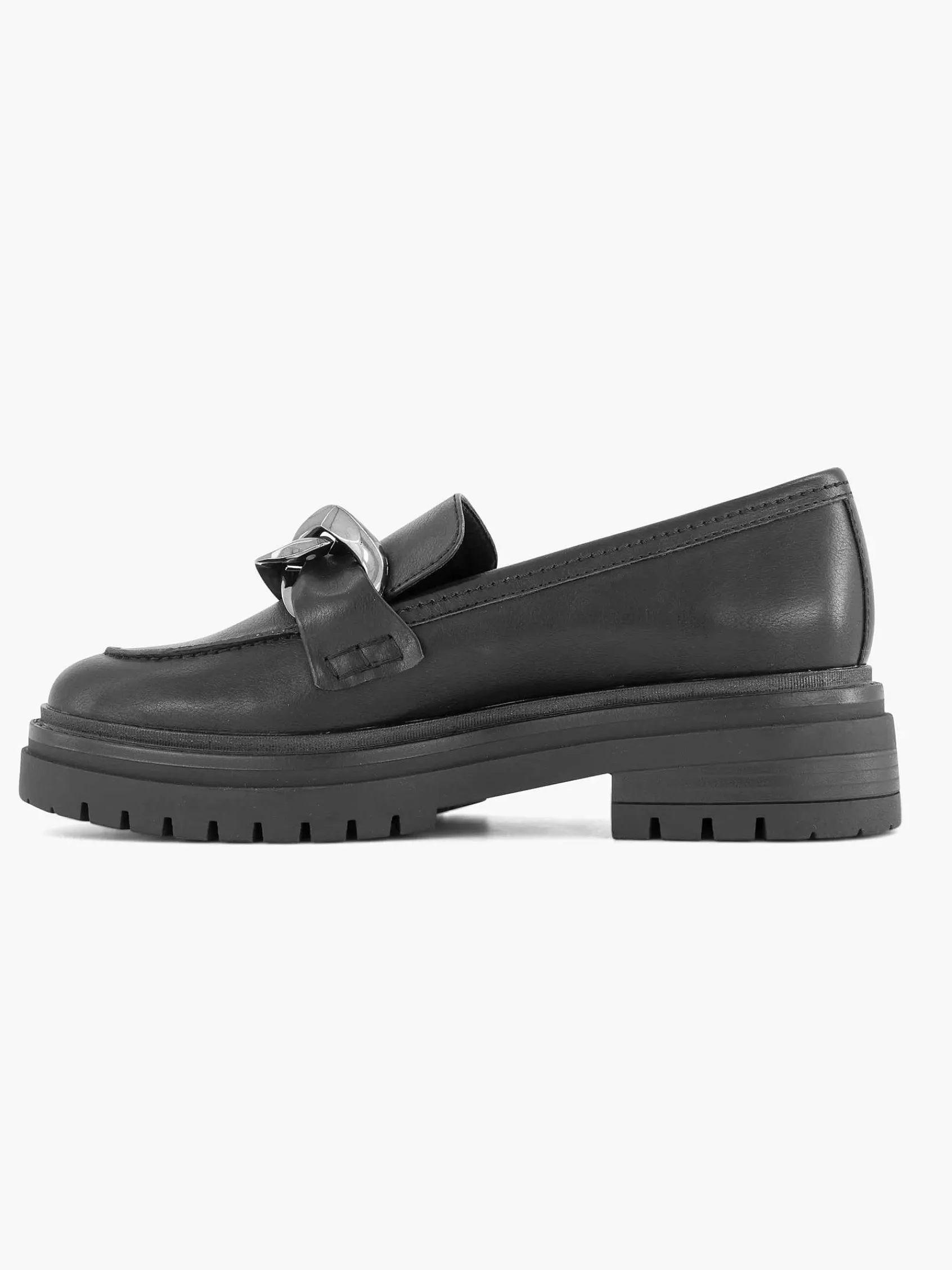 Instappers|Oxmox Zwarte Chunky Loafer Sierketting