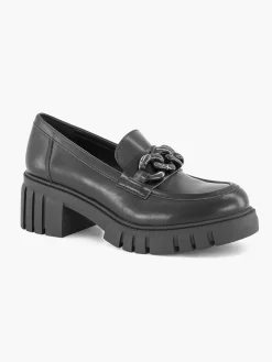 Instappers|Oxmox Zwarte Chunky Loafer Sietketting