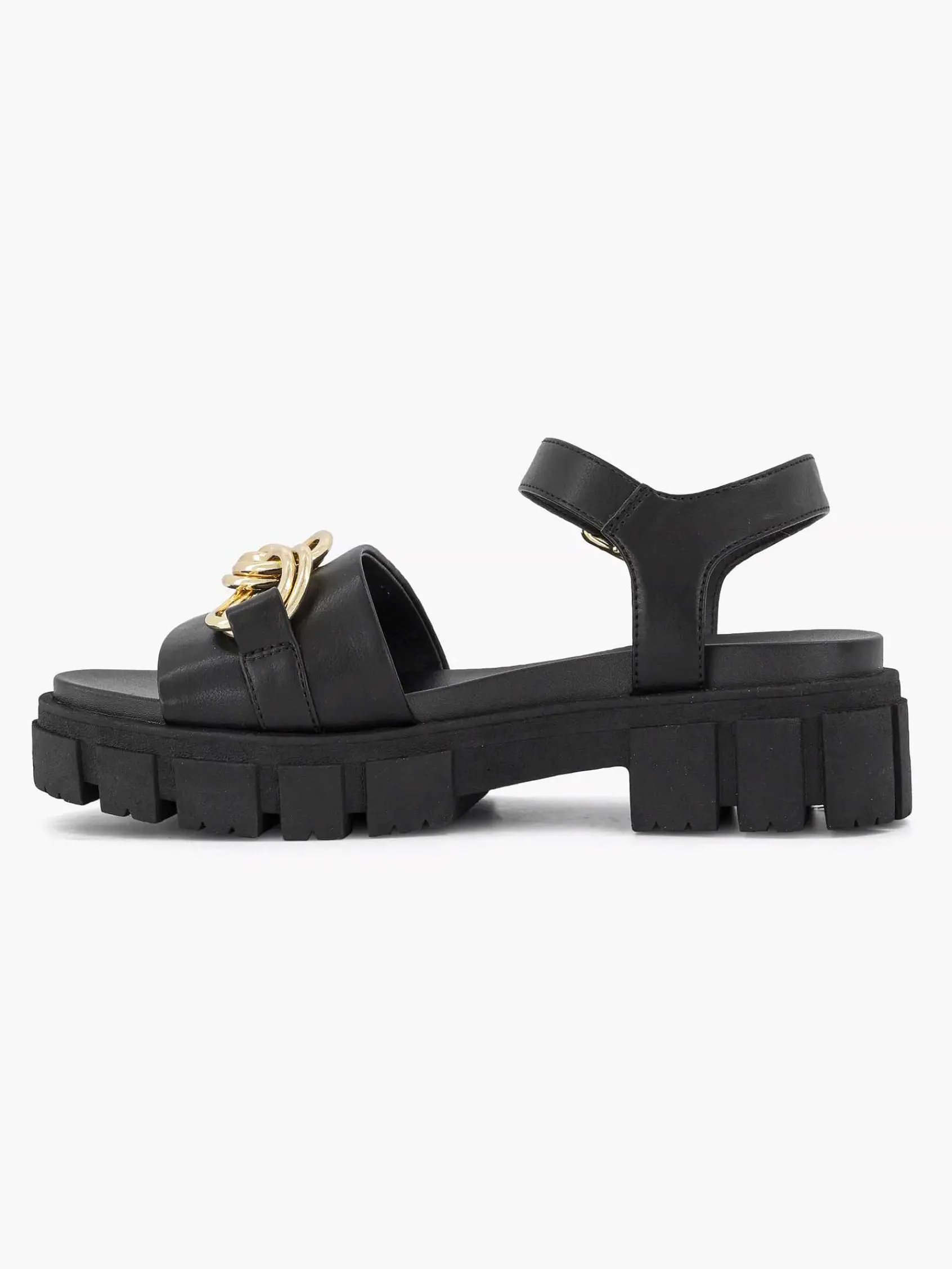 Sandalen|Oxmox Zwarte Chunky Sandaal Sierketting